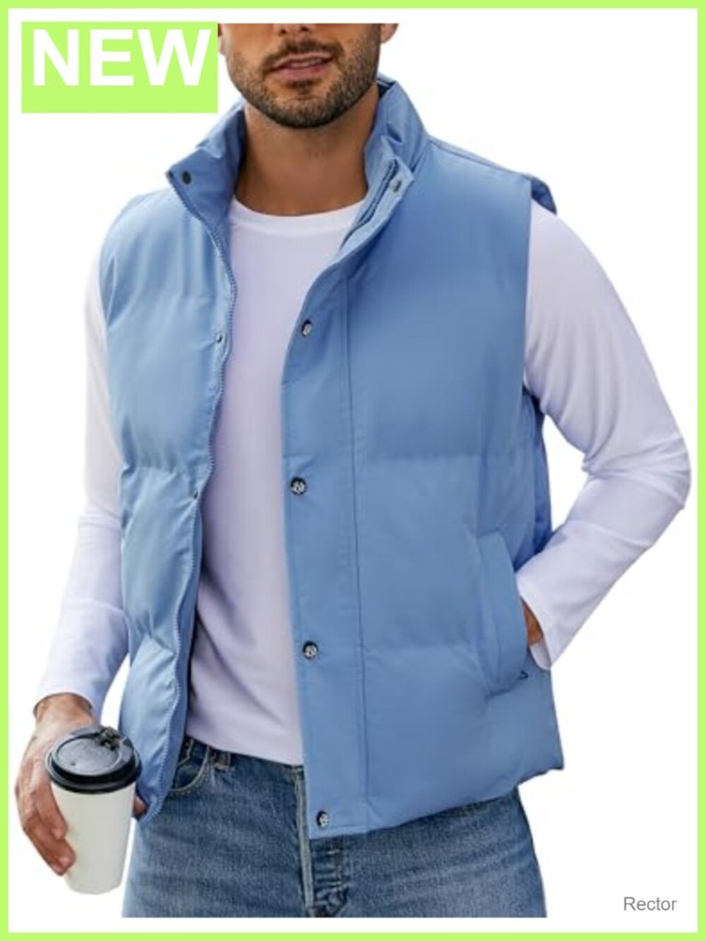 Mens Puffer Vest Lightweight Quilted Sleeveless Stand Collar Winter Outerwear